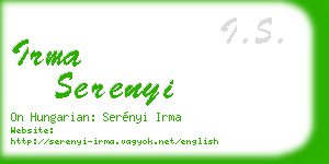 irma serenyi business card